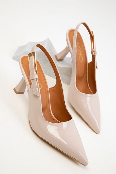 SOHO Beige Patent Leather Women's Classic Heeled Shoes 20364