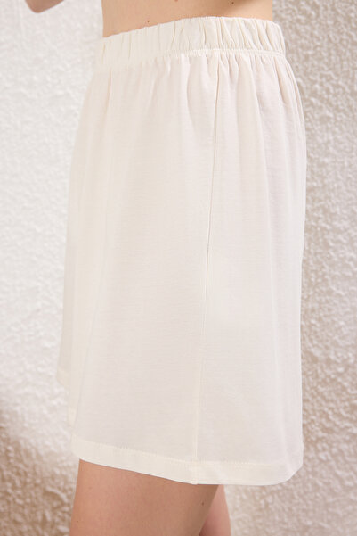 Trendyol Collection Ecru Animal Single Jersey Shorts Knitted Pajamas Set Thmss25Pt00349