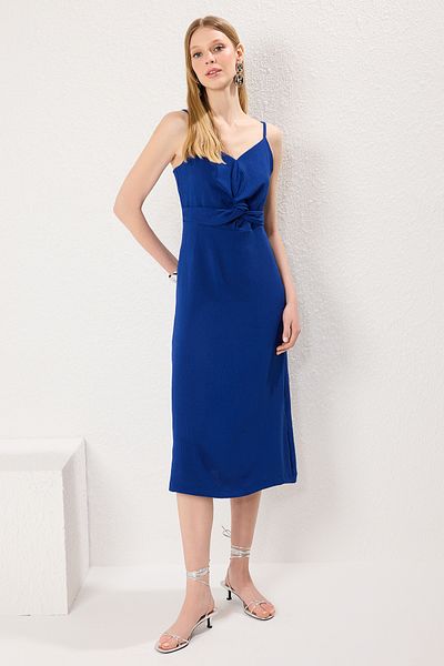 Trendyol Collection Saks A-Line Sling Bust Detail Midi Woven Dress Twoss23El02057