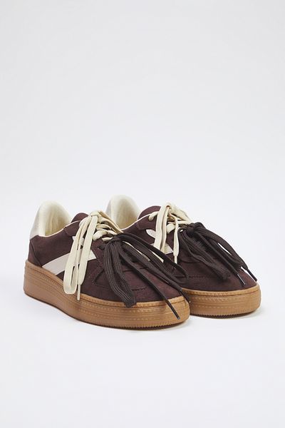 TRENDYOL SHOES Dark Brown Two Lace-Up Dual-Use Women's Retro Sneakers Takss25Sn00009