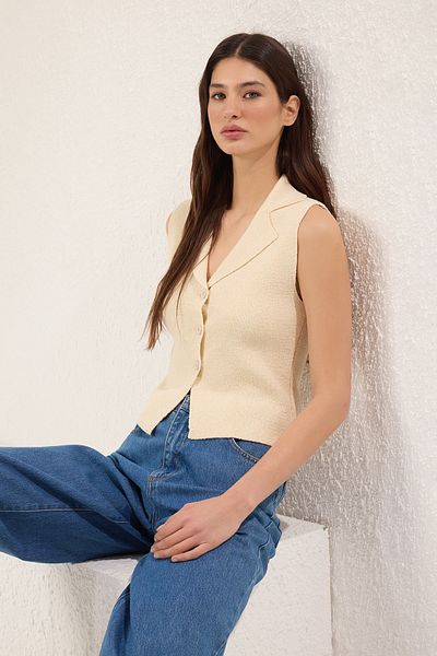 Trendyol Collection Stone Slim Polo Neck Vest Twoss25Ye00067