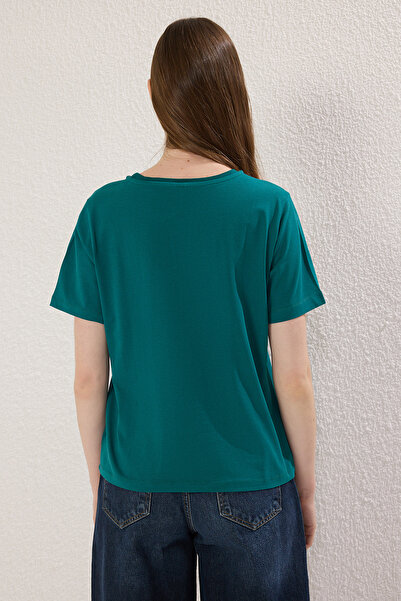 Trendyol Collection Σμαραγδένιο Πράσινο Μπλουζάκι 100% Βαμβάκι - TWOSS25TS00076