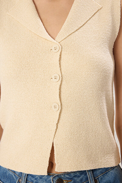 Trendyol Collection Stone Slim Polo Neck Vest Twoss25Ye00067