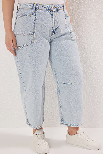 Trendyol Curve Сини балонени дънки с по-устойчиви шевове с висока талия TBBAW25CJ00028