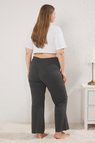 Trendyol Curve Λεπτομερής πλεκτή πιτζάμες με κουμπιά από ανθρακί TBBSS25IA00000