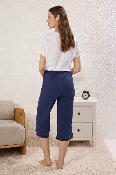 Trendyol Collection Kék-multicolor 2 csomagos virágos Capri kötött pizsama alsó THMSS25PJ00018