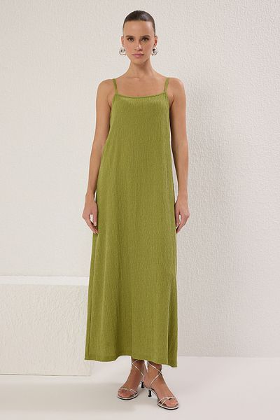 Trendyol Collection Λαδί Πράσινο Απλό Μίντι Ιμάντες Μετατόπιση/Μαξί Πλεκτό Φόρεμα TWOSS24EL00288