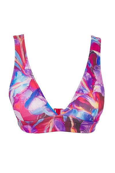 Trendyol Collection Mehrfarbiges, dreieckiges, strukturiertes Bikinioberteil mit Blumendruck TBESS22BU0017
