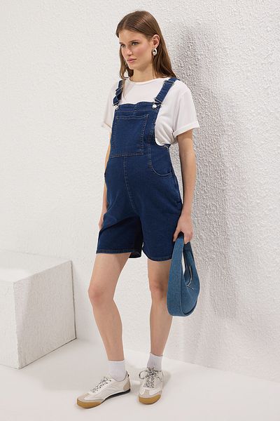 Trendyol Collection Blauer Umstands-Denim-Overall TBBSS25BG00014