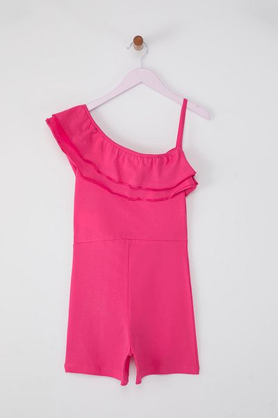 TRENDYOLKIDS Fuchsiafarbenes, gerades Midi-Strickkleid TKDSS25EL00068