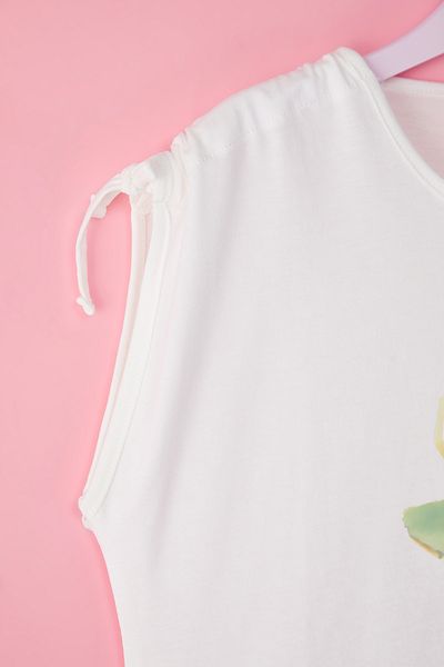 TRENDYOLKIDS Pletené tričko Ecru s potiskem - Tkdss25Ts00059