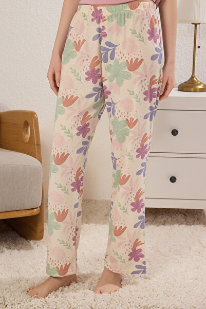 Trendyol Collection Ροζ Βαμβακερή Φλοράλ Σλόγκαν Πυτζάμα Set