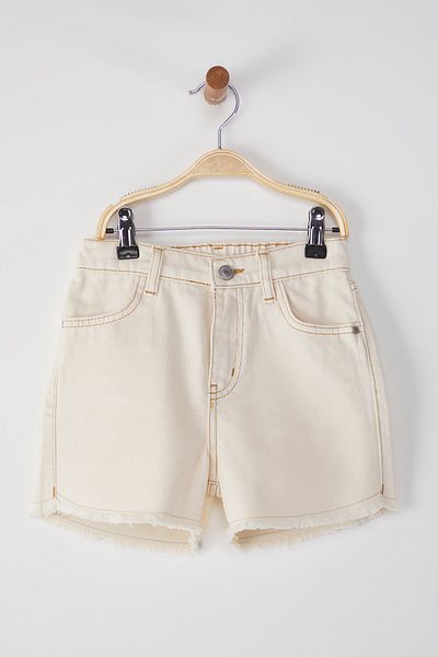 TRENDYOLKIDS Ecru rovné džínsové šortky a bermudy TKDSS25SR00010