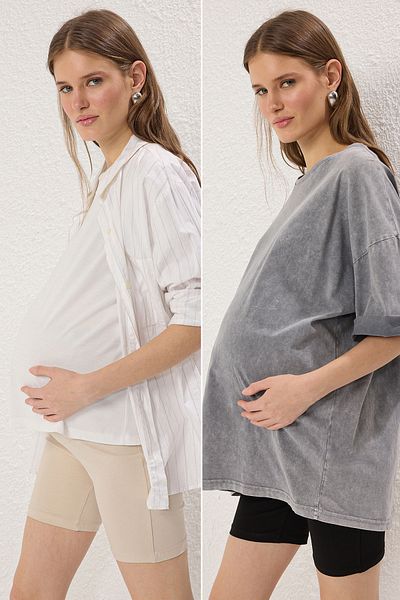 Trendyol Curve Fekete-bőr hasi paneles kismama leggings TBBSS25BV00003