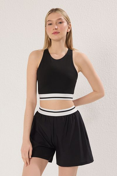 Trendyol Collection Black Plain Diver/Scuba Sportswear Bottom-Top Suit Thmss25Au00000
