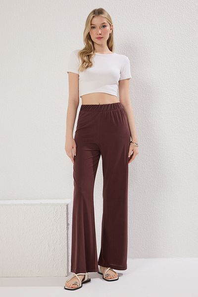 Trendyol Collection Brown More System Dynamic Modal Ply Clustered Forward Denim Soft Builder Pants