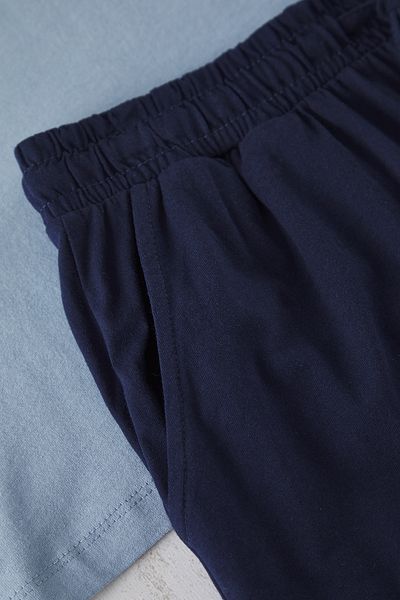 Trendyol Collection Indigo Navy Blue Regular Fit 100% bavlna Pyžamový set TMNSS25PT00033