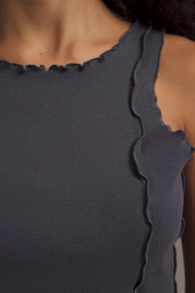 Trendyol Collection Anthracite Ribbed Fitted/Fitted Knitted Undershirt Twoss25Al00032