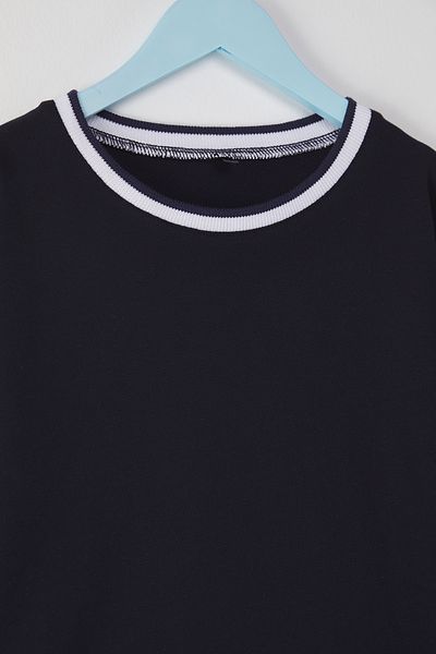 TRENDYOLKIDS Βαμβακερό μπλουζάκι για κορίτσια Navy Blue Regular Fit Surface Logbook TKDSS25TS00064