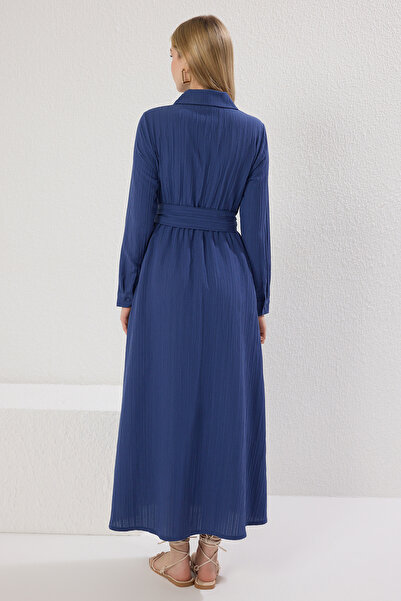 Trendyol Modest Rochie cămașă țesătă cu centură Saks TCTSS25EB00068