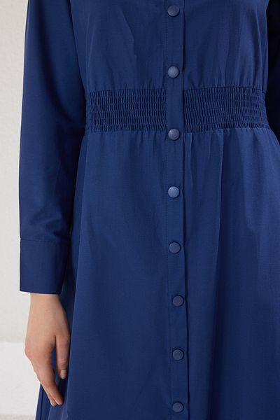 Trendyol Modest Tkané šaty Indigo se zapínáním na patentky TCTSS25EB00089