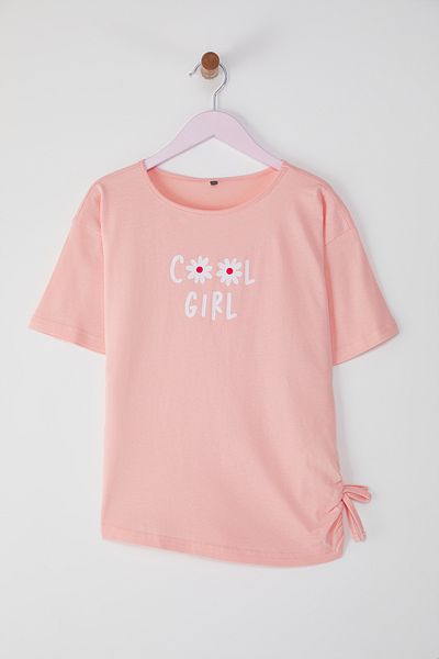 TRENDYOLKIDS Πλεκτό μπλουζάκι με στάμπα σε πούδρα - TKDSS25TS00062