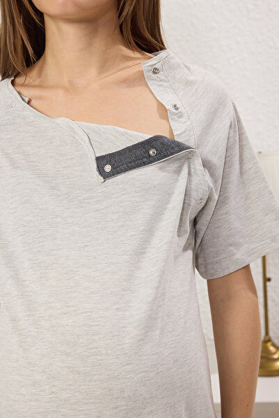 Trendyol Curve Μπεζ πλεκτό νυχτικό εγκυμοσύνης & μητρότητας κατάλληλο για θηλασμό TBBSS25CH00016