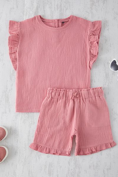 TRENDYOLKIDS Pink Girl Basic póló és rövidnadrág szett TKDSS25AU00120