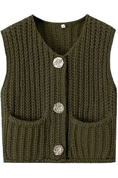 Melonndesign Women's Vest with Big Button Detail and Pockets