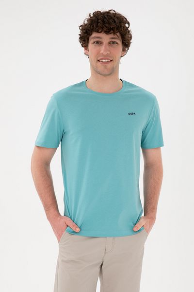 U.S. Polo Assn. تي شيرت رجالي ذو قصة عادية وياقة دائرية بلون النعناع الأساسي 50284640 -vr090