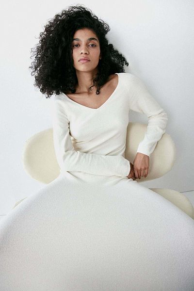 H&M Off-the-shoulder chenille dress
