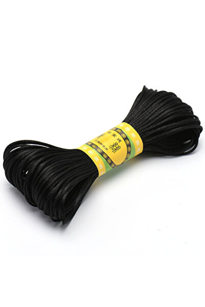 Choice حبل أسود بطول 20 متر وعرض 1.5 مم مع حواف من النايلون الساتان، حبل ذيل ...