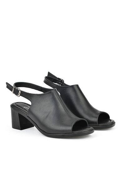 Ziya Sandale cu toc din piele naturală pentru femei - negru 1511020 Z2212
