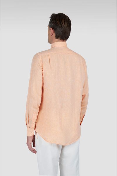 PAUL&SHARK Men's Regular Fit 100% Linen Solid Long Sleeve Orange Shirt 25413006 Cf-576