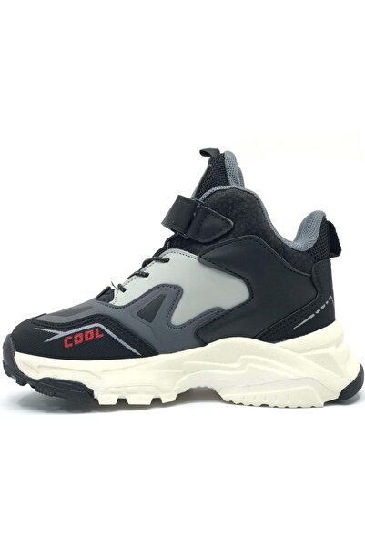 Kocamanlar Ayakkabı Cool Miles Ortopedik Kaymaz Hafif Taban Unisex Çocuk Bot GRİ