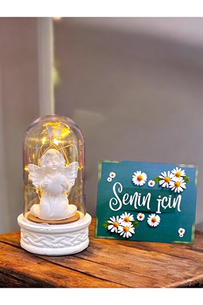 MEGA KANYON Anneye Hediye | Led Işıklı Beyaz Melekli Fanus | Sevgiliye Hediye...