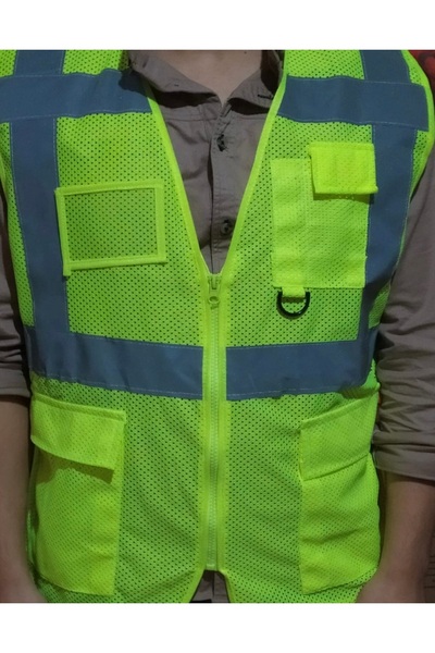 ForWhat Yellow Reflective XL Conspicuity Vest with Mesh Pockets for Staff Wor...