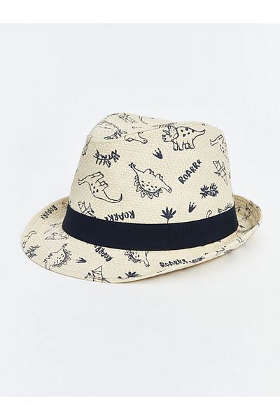 LC Waikiki Lcw Accessories Beige Dinosaur Printed Boy's Fedora Hat