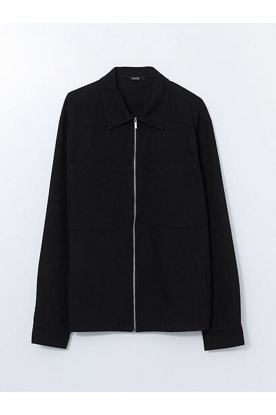 LC Waikiki Xside Black Comfortable Fit Long Sleeve Men's Shirt Jacket