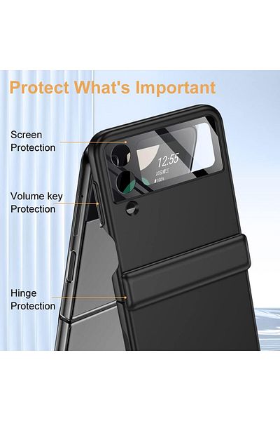AWH Hinge Protection Case for Samsung Z Flip 4, Slim, Screen & Volume Key Protection (Black)