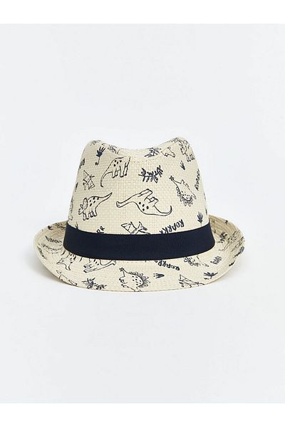 LC Waikiki Lcw Accessories Beige Dinosaur Printed Boy's Fedora Hat