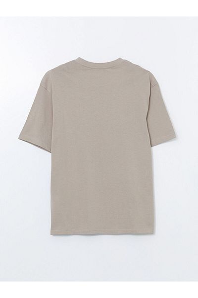 LC Waikiki Xside Beige Crew Neck Combed Cotton Men's T-Shirt