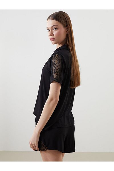LC Waikiki Set pijamale pentru femei cu guler cămașă sezon nou - S5AC27Z8