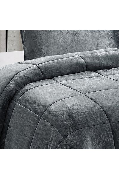 erorex Nariko Solid Flannel 2-Piece Twin Comforter Set - 150x220 cm