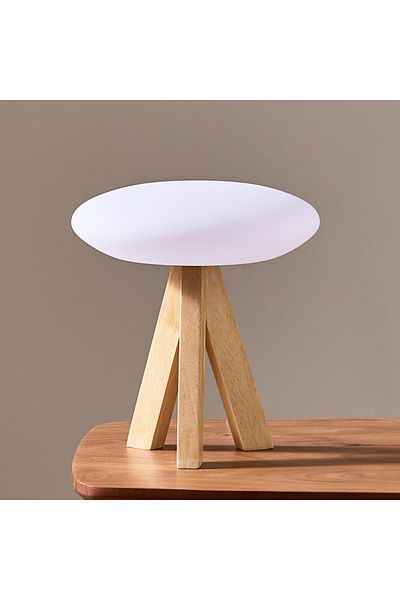 erorex Solin LED Table Lamp with Wooden Base and Dimmer Switch - 25x25 cm