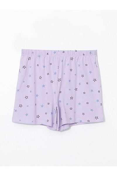 LC Waikiki Pantaloni scurți pentru femei LCW Young Liliac cu model elastic în talie, pijama, pachet de 2
