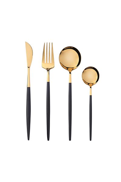 Sunhome 4-Piece Stainless Steel Cutlery Set Black/Gold