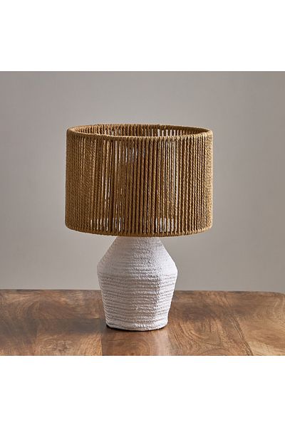 erorex Collett E27 Paper Mache Table Lamp with Rope Shade - 20.5x20.5x27.5 cm