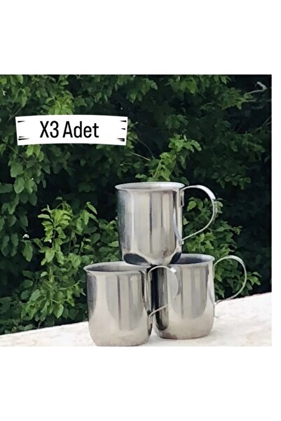 BİODATA 6 ADET 250 ml Paslanmaz Çelik Metal Bardak Kulplu Kupa Bardağı Yüksek...