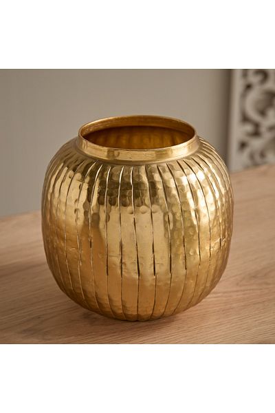 erorex Ausie Aluminium Ribbed Vase - 17.5x17.5x17 cm